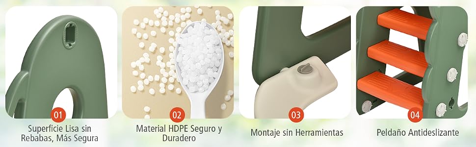 6 en 1 Juego de Tobogán y Columpio Infantil