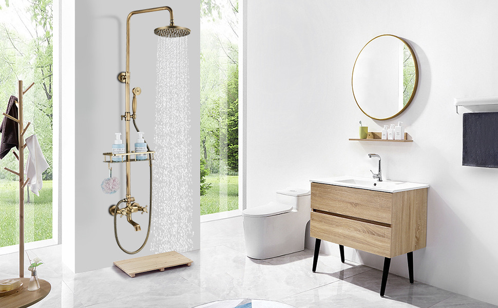 Antique Brass Shower Faucet Set
