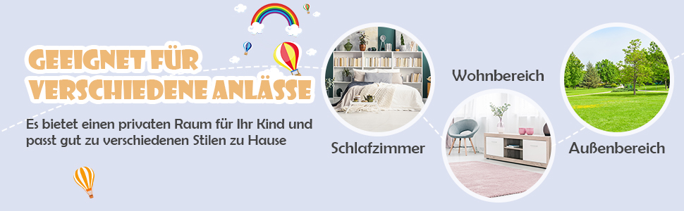 Prinzessin Prinzess Kinderspielhaus Kinderzelt Fenster & Tasche Spielzelt Vorhang Kinderspielzelt