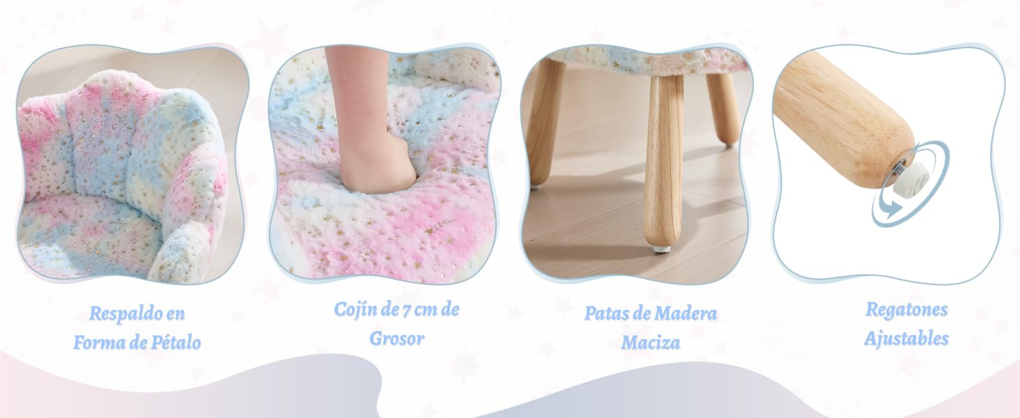 Imágenes secuenciales de productos que muestran las etapas de un proceso de transformación o ensamblaje con componentes de colores pastel.