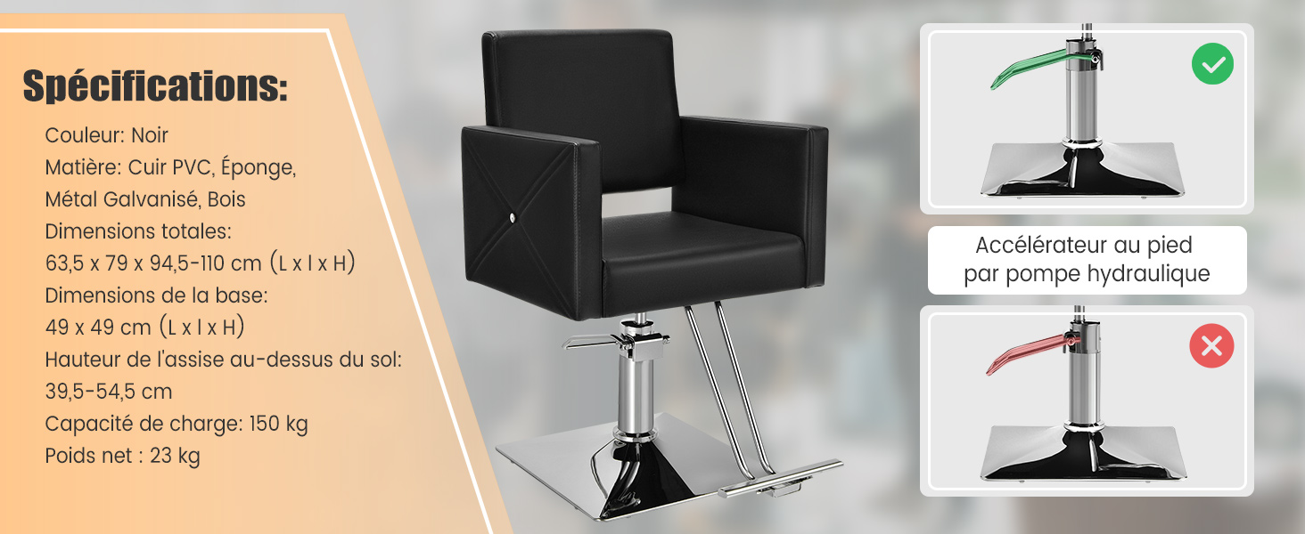 Fauteuil de Coiffure Hydraulique