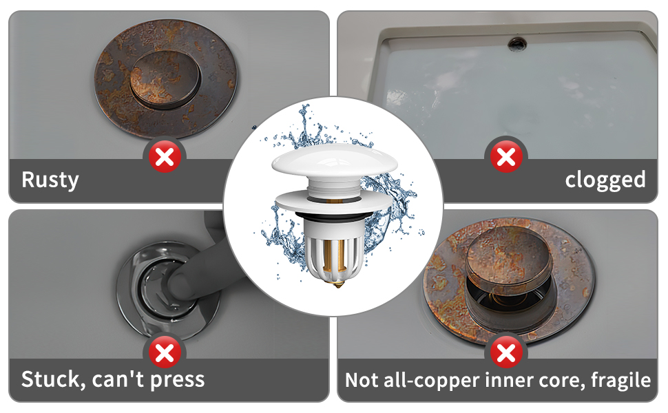 Tapón de fregadero emergente de cerámica con colador