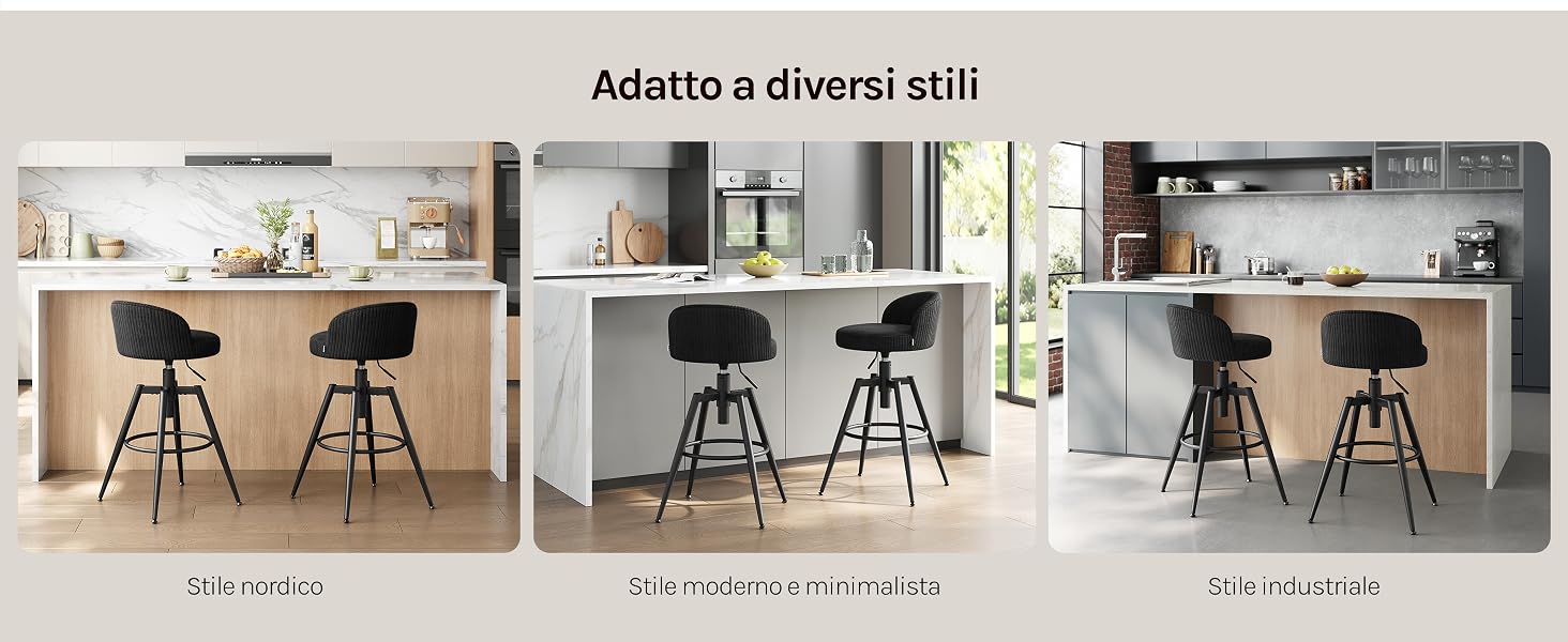 Il testo recita «Addio a Giorni Stili». Tre fotografie degli interni delle camere che mostrano spazi moderni e minimalisti con posti a sedere da bar e arredi neutri.