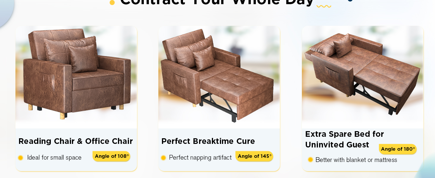 yadolla 3-in-1 single sleeper chair bed