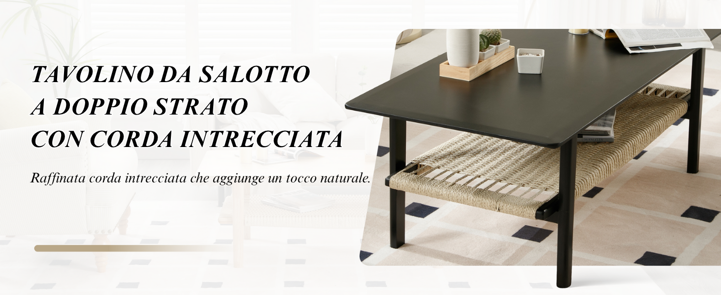 Il testo recita «TAVOLINO DA SALOTTO» e «A DOPPIO STRATO CON CORSIA INTRECCIATA».