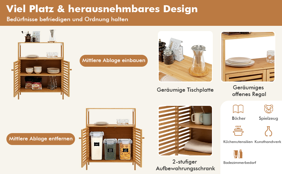 Badezimmerschrank Bambus Badschrank Schrank multifunktional