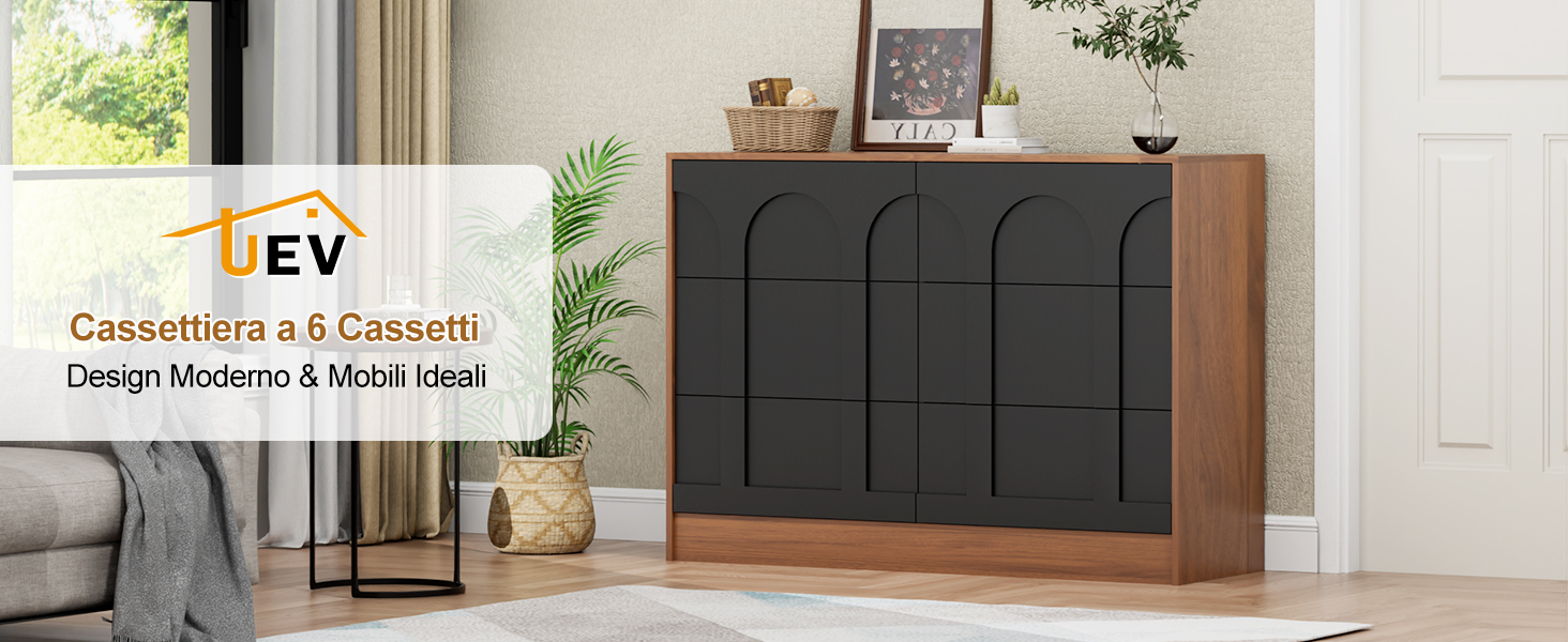 Il testo recita «EV», «Personalizzabile presso Kasemi», «Design Modern &amp; Made Solid». Armadietto moderno scuro con ante a pannelli in un ambiente interno contemporaneo con pareti bianche e pavimenti in legno.