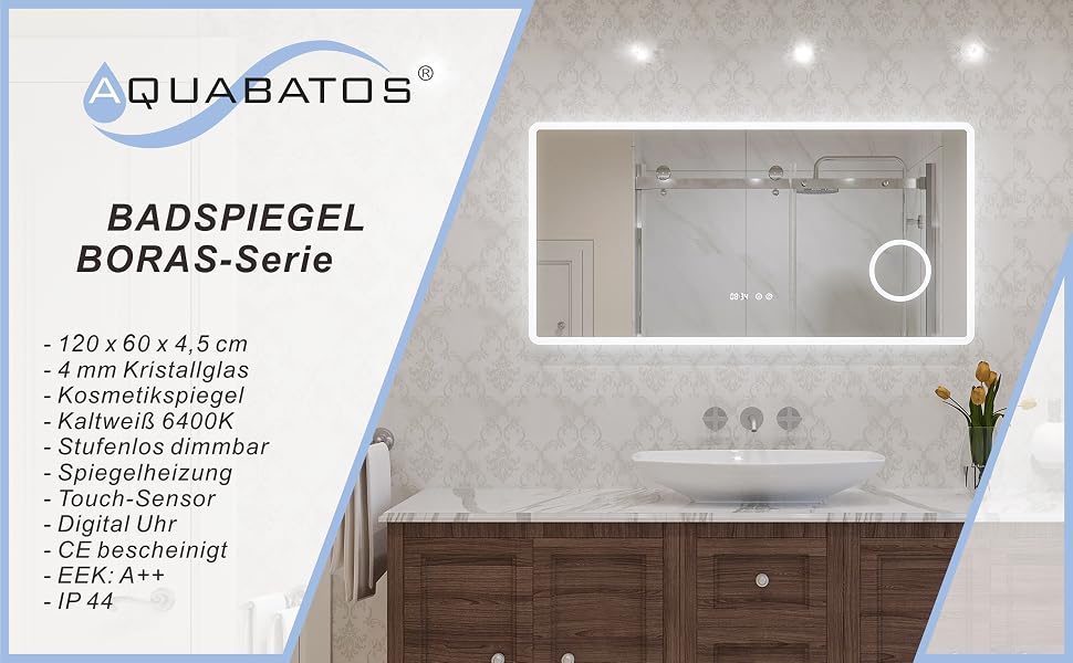 BORAS Typ D Badspiegel mit LED Beleuchtung