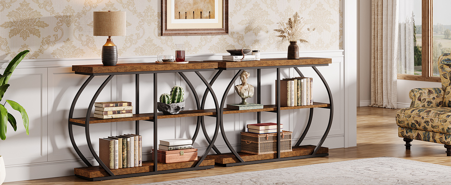 Robuust metalen frame met houten details