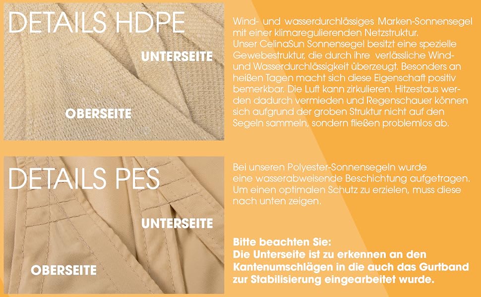 Pare-soleil pare-soleil pare-soleil en polyéthylène haute densité et PES UPF
