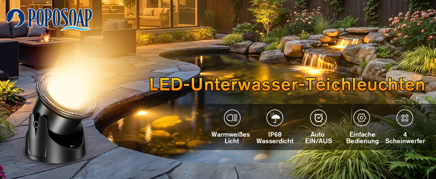 POPOSOAP Teichleuchten warmweiß