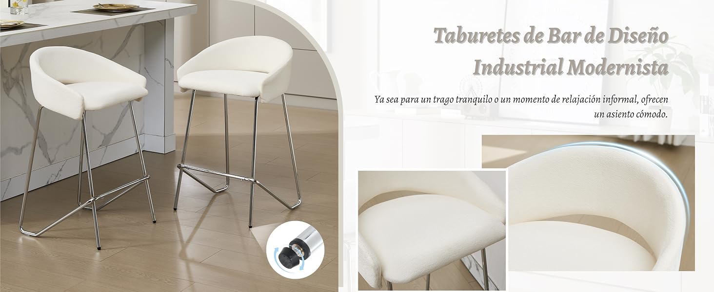 Múltiples vistas de sillas modernas de plástico blanco con patas de metal, que muestran diferentes ángulos del mismo diseño de asientos de estilo industrial.