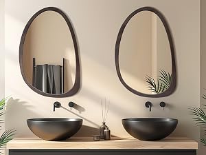 POZINO Specchio irregolare da parete, asimmetrico, 120 x 56 cm, grande specchio decorativo da parete, moderno e dalla forma unica, per soggiorno, bagno, camera da letto, ingresso e corridoio