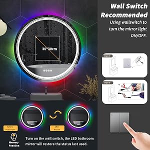 Specchio da bagno con Led Luce RGB