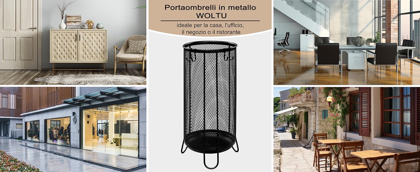 WOLTU PORTAOMBRELLI IN Metallo 22X49H cm. PORTA OMBRELLI Antracite