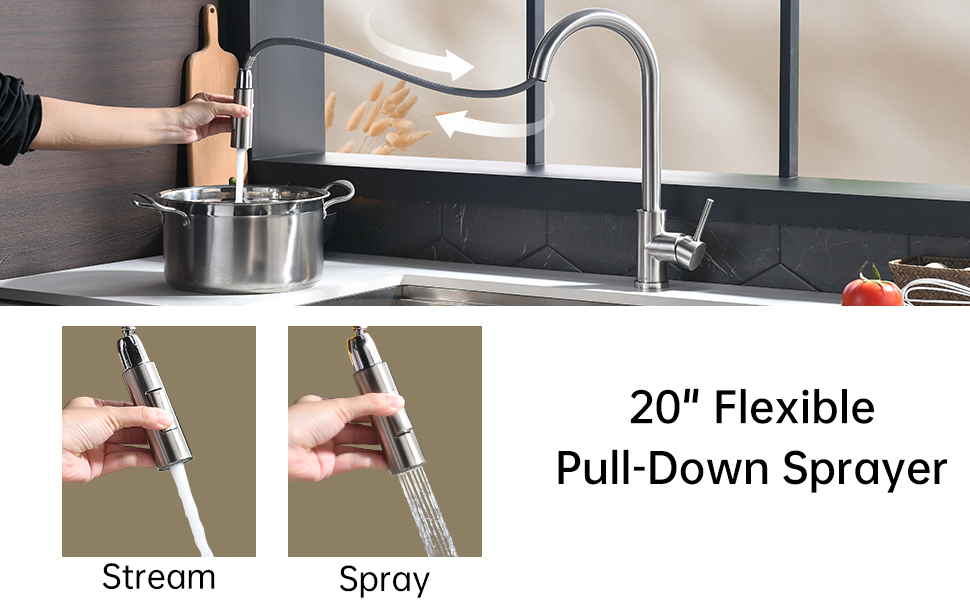 a kitchen sink with a water dispenser and a pot on the side.