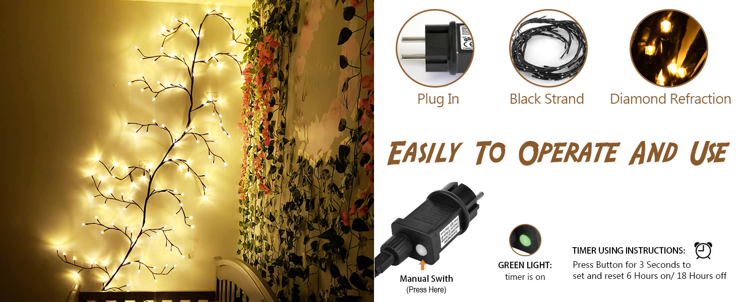 Arbres Lumineux LED, Illuminated Murale Interieur Vine Décoration,8 modes lumières des arbres,144