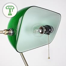 Lámpara de banco de oficina vintage con culot E27 - Abat Jour en Verre Opaline Verte Zoom Opaline