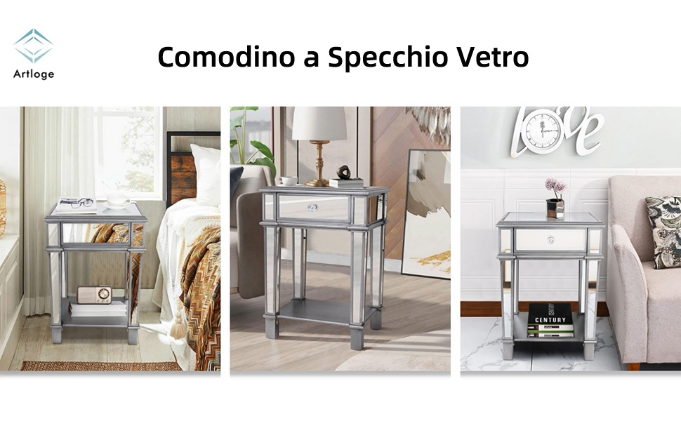 comodino a specchio vetro comodino in specchio vetro comodino camera da letto