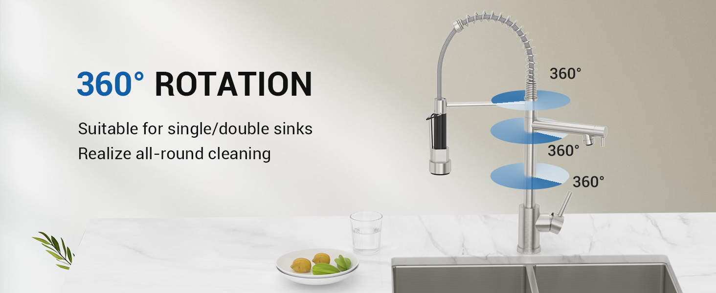 DAYONE Kitchen Sink Taps Mixer with Pull Out Spray, Zinc Alloy Kitchen Sink Mixer Taps