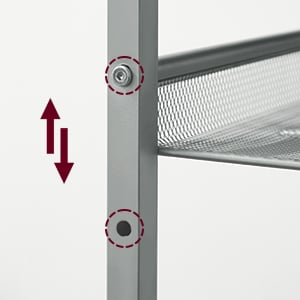 Verstellbare Gitterablage, erhöhte Kante