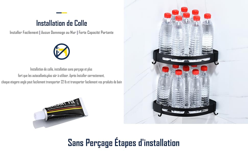 etagere salle de bain sans percage-etagere douche angle