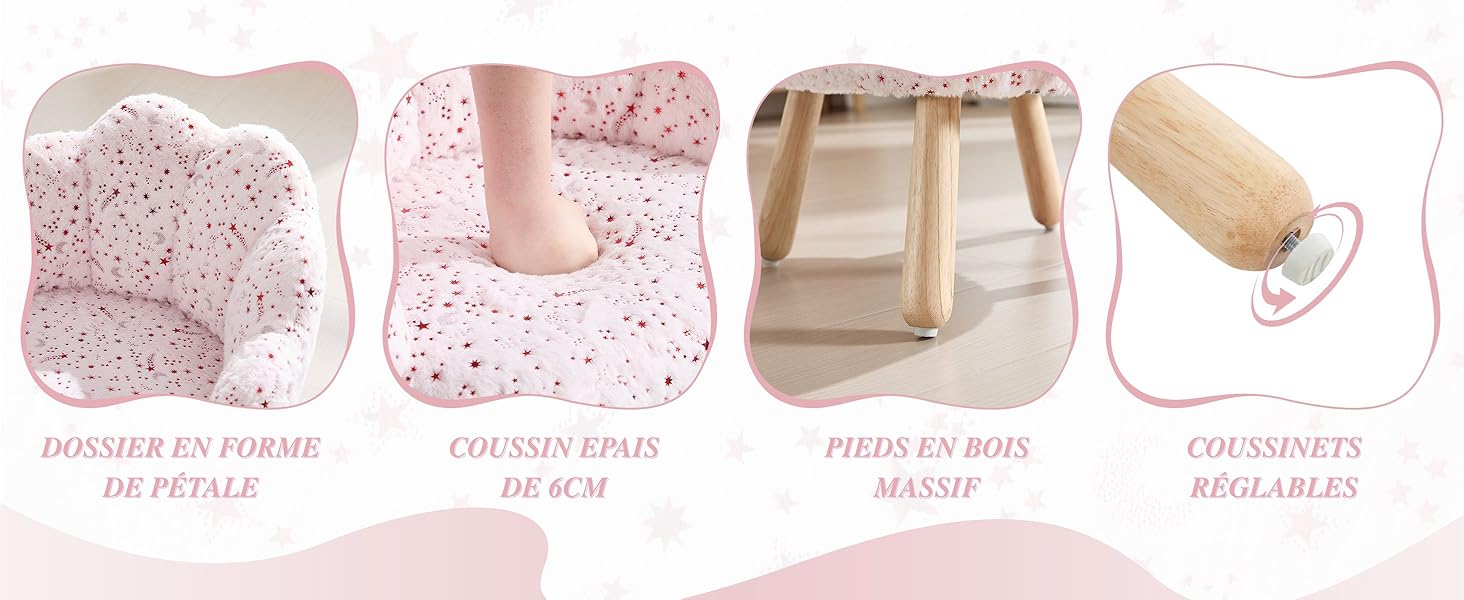 Chaise étude Fille Chaise Bureau Enfant Fausse Fourrure - Dossier Cœur Et Paillettes Fauteuil De Bureau Fourrure