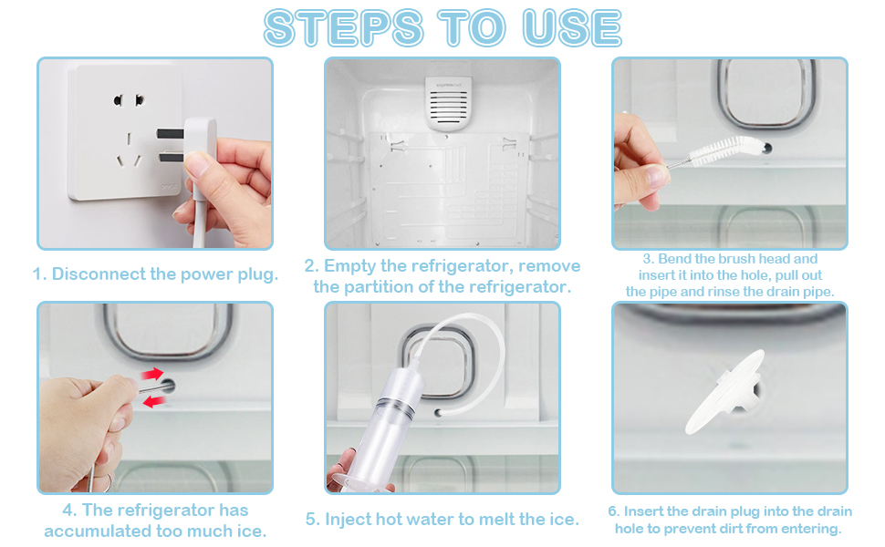 Kit de limpieza para refrigeradores, herramientas de limpieza para refrigeradores, mini cepillo de limpieza para refrigeradores