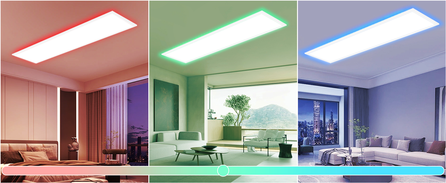 Led-paneel, dimbaar, 120 x 30 cm, 40 W, led-plafondlamp met afstandsbediening, 2700 K-6500 K, warm/natuur/koud wit, rechthoekig, daglicht, ultradun, met geheugenfunctie, binnenverlichting