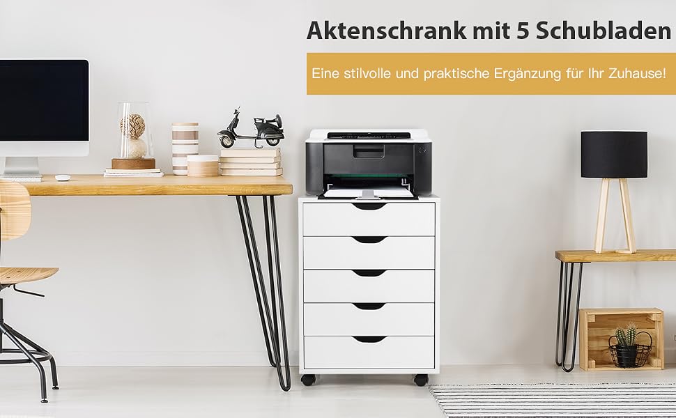 schrank mit 5 schubladen kommode aktenschrank büroschrank seitlicher aufbewahrungsschrank