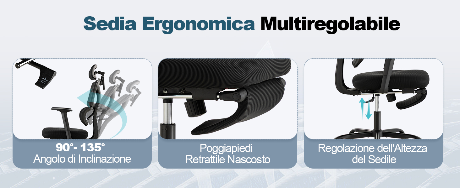 Sedia Ergonomica Multiregolabile.