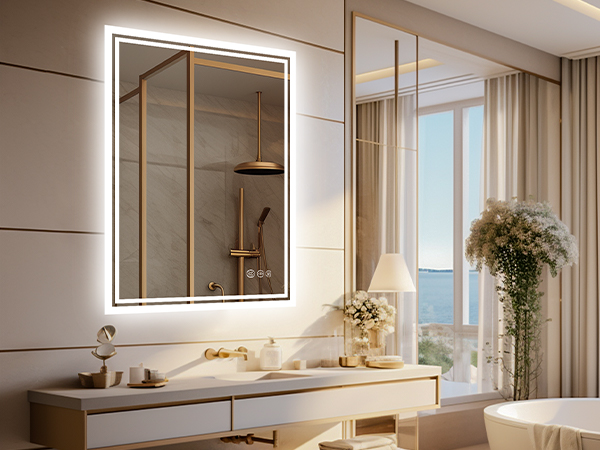 LUVODI Specchio da Bagno con LED luce da parete