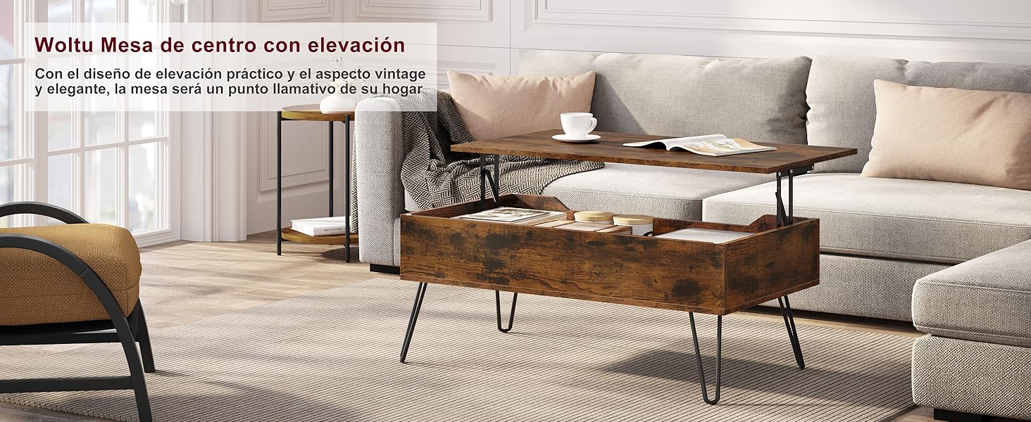Mesa de centro elevable