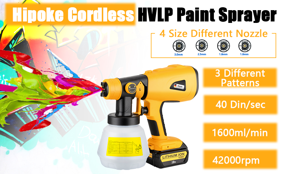 Hipoke Kit pulvérisateur de peinture sans fil 
