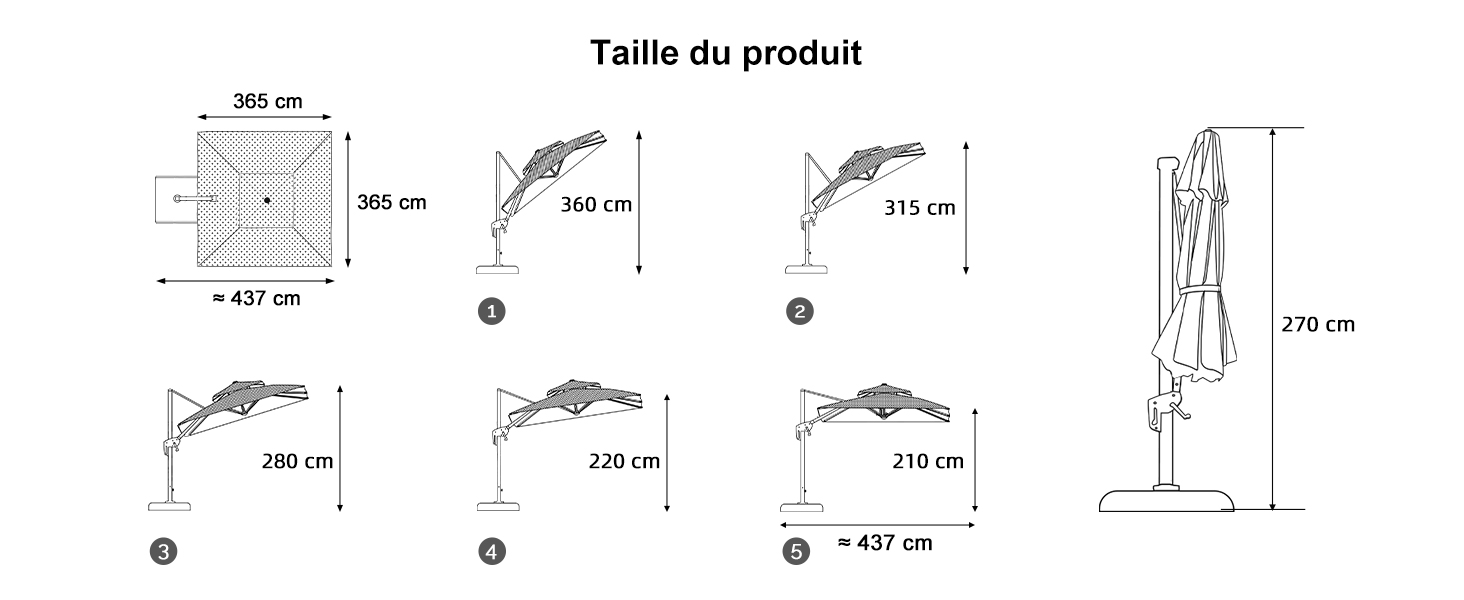 parasol déporté inclinable 4x3