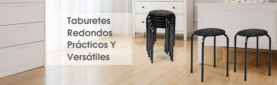 Juego de 6 Taburetes Redondos