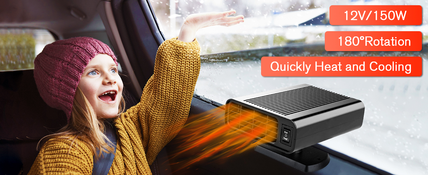 Text reads '19V/150W' and 'Quickly Heat and Cooling'. Product appears to be a heating or cooling device being demonstrated in use.