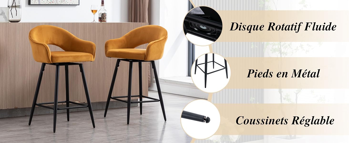 Lot de 2 Tabourets de Comptoir