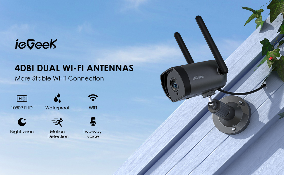 outdoor IP security camera with 4dBi Dual Wifi Antenna