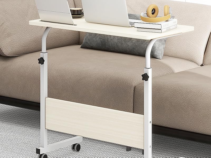 Adjustable Mobile Bed Table, Rolling Portable Desk Laptop Computer Stand Desks