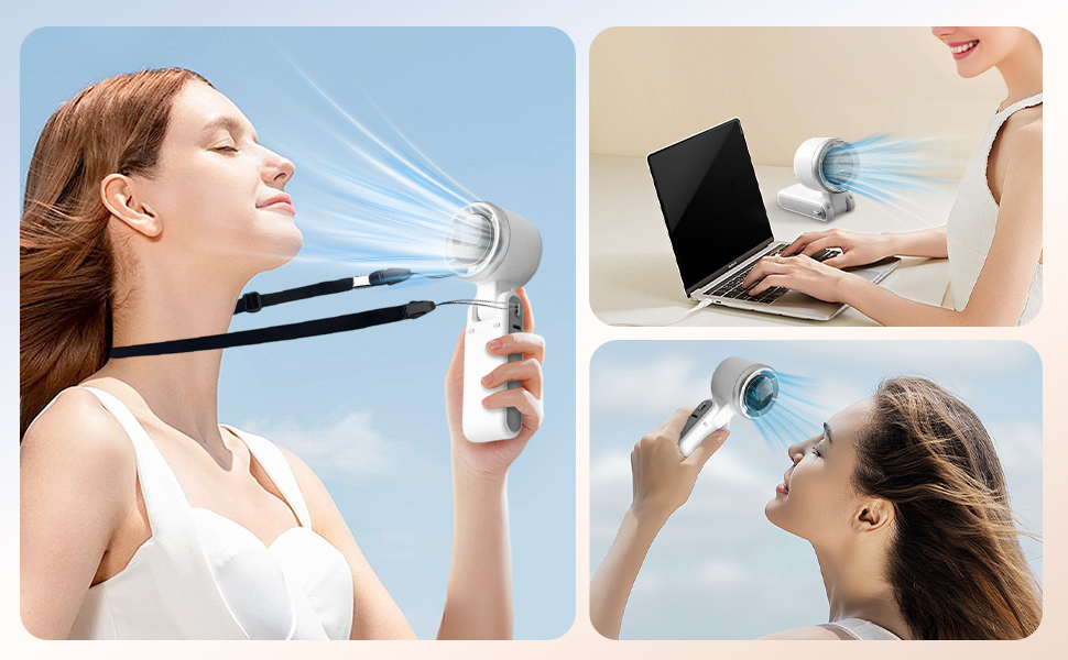3-in-1-Hand-/Desktop-/Nackenventilator, Kühlventilator
