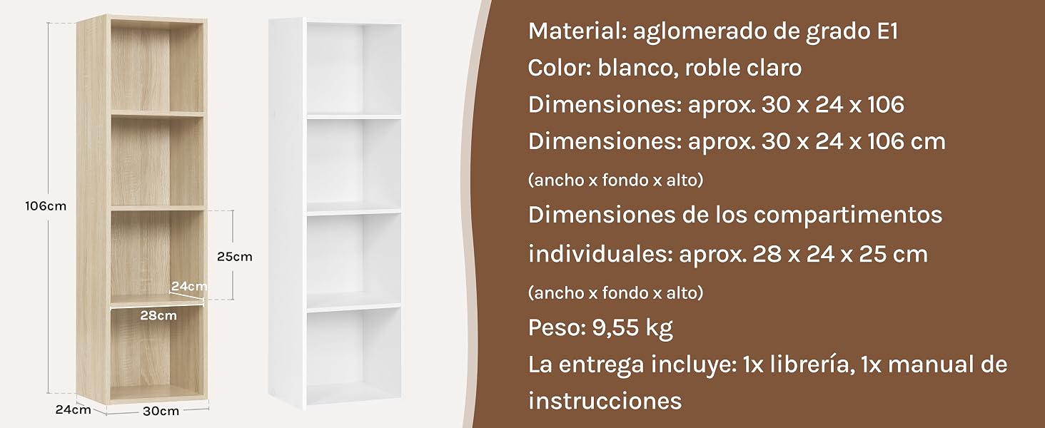 una foto de una estantería blanca con un estante de madera en el centro