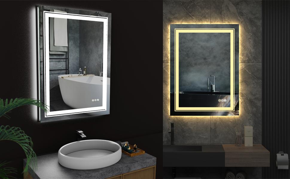 Miroir Salle de Bain LED Miroir Mural Salle de Bain Anti-Buée eclairage