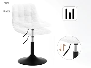 WOLTU Taburete Tocador, Silla Escritorio Ergonomica, Taburete con Respaldo, Altura Ajustable