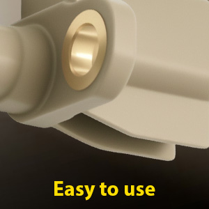 Text reads 'Easy to use'. Product demonstration photos in warm lighting showing usage steps against beige background.