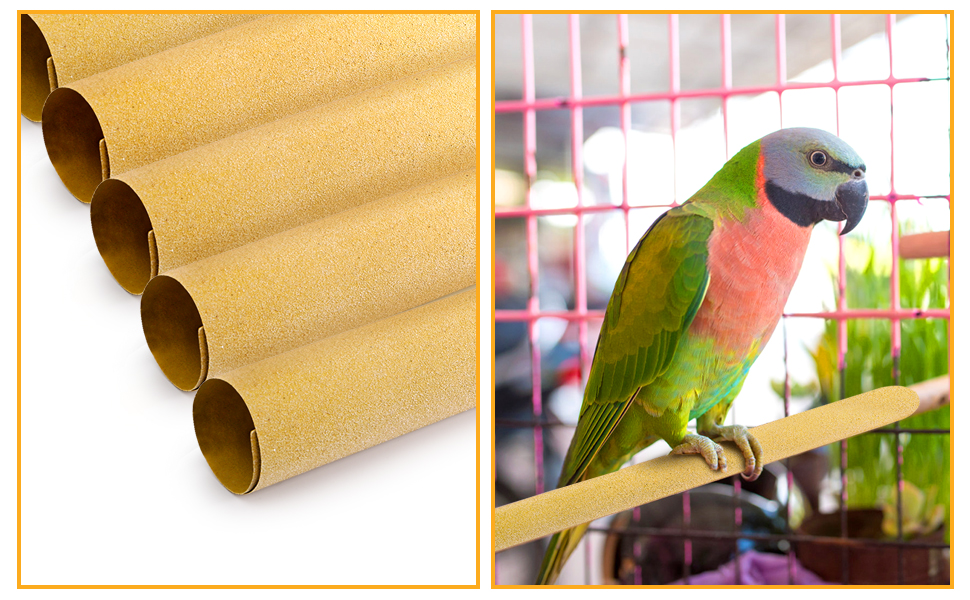 Series of images showing brown cardboard or paper tubes with green parrots or birds, appearing to be some kind of toy or interactive product.