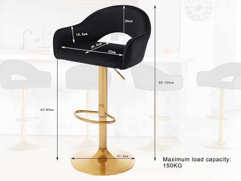 WOLTU Taburete de Bar Juego de 2, Silla de Bar, Altura Ajustable
