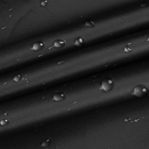 the black plastic rain cover is a waterproof fabric that is suitable for outdoor use.