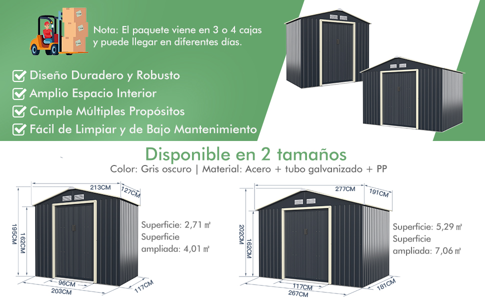 Cobertizo de Jardín de Metal de Exterior