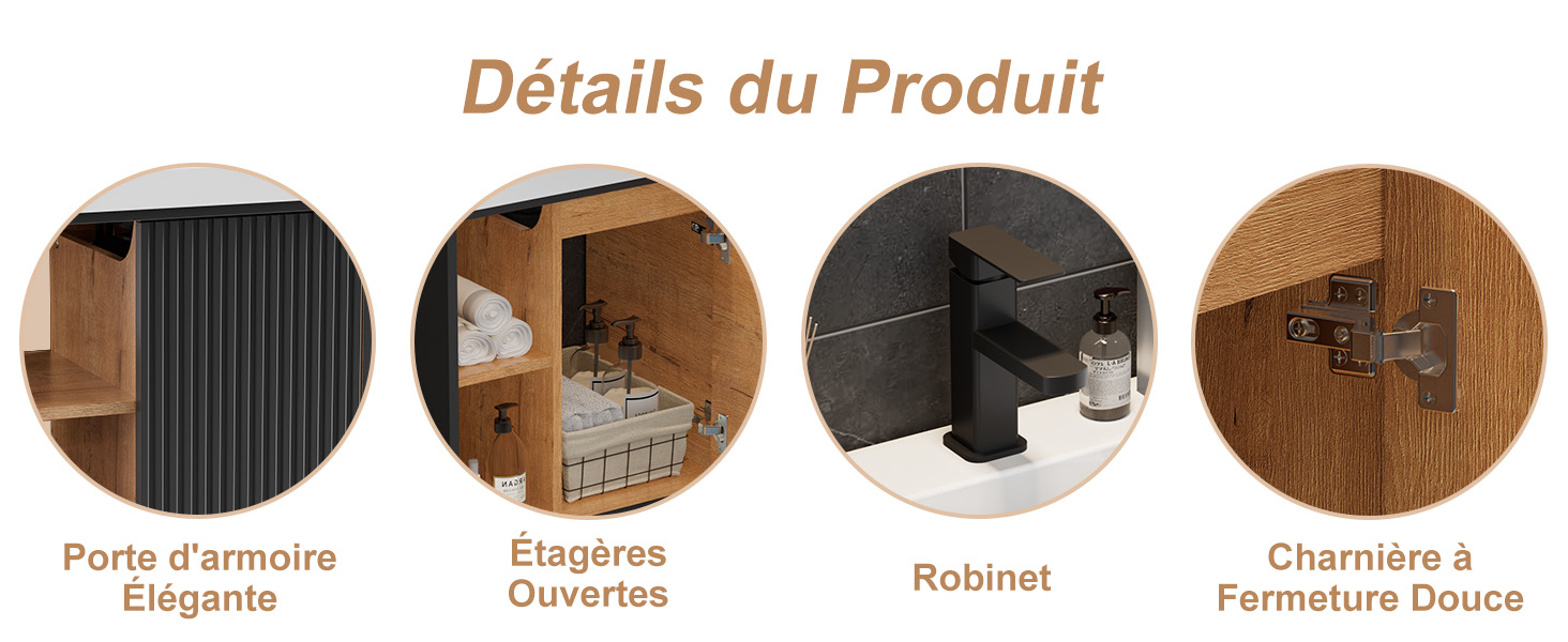 Le texte indique « Image 6 », « Détails du produit ». Détails du produit montrant les composants ou accessoires des meubles en bois.